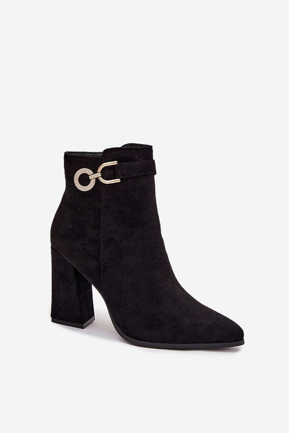 Luxury eco-leather women's ankle boots with a stylish 9.5cm heel by Step in Style, featuring a pointed toe and inner zipper fastener.