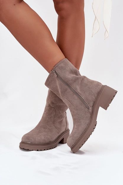 Chic women's ankle boots in faux suede with a low heel, perfect for everyday outfits, designed by Step in Style.