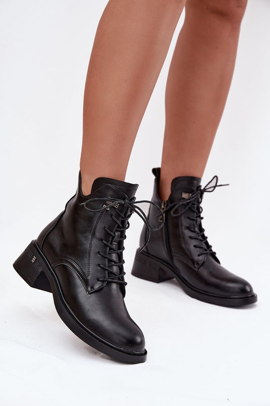 Vinceza Women's Eco Leather Ankle Boots with Laces and Zipper, featuring a stylish block heel for luxury comfort and elegance, crafted by Step in Style.
