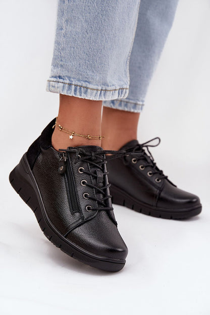 Vinceza Women's Natural Leather Half Shoes with Wedge Heel and Side Zip in elegant design, perfect for everyday and formal wear, showcasing luxury craftsmanship by Step in Style.