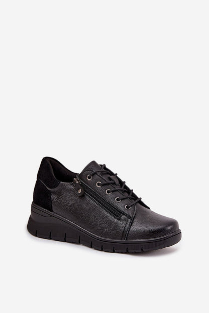 Close-up of Vinceza Women's Natural Leather Half Shoes featuring a stylish wedge heel and side zipper, embodying luxury and comfort from Step in Style.