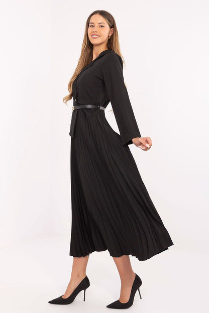 Elegant maxi dress by Italy Moda featuring a sailor collar, pleated skirt, and long sleeves, perfect for formal and professional events in EU sizes 0 - 6.