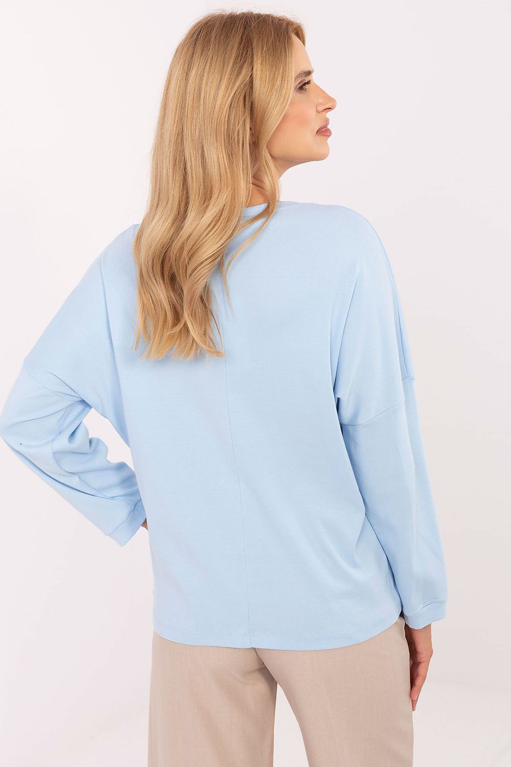 Luxurious cotton blend blouse for women by Relevance, showcasing a sophisticated design crafted from 90% cotton and 10% spandex.