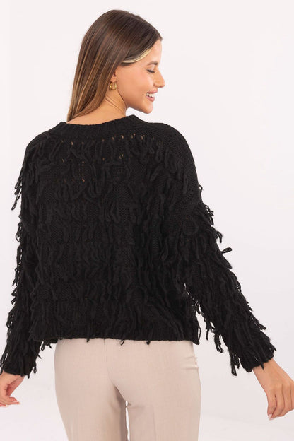 Elegant display of the Luxe Rue Paris Jumper on a luxurious backdrop, showcasing its sophisticated EU size 0 style and exquisite fabric blend.