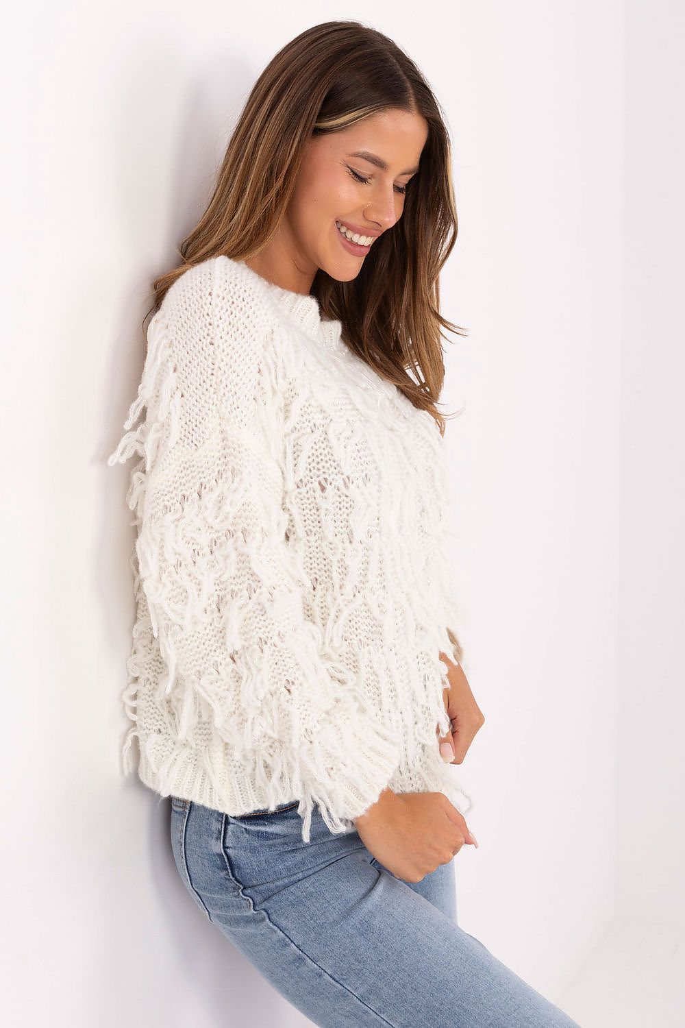 Luxe Rue Paris Jumper displayed on a hanger, showcasing its stylish silhouette and premium fabric blend, ideal for autumn fashion.