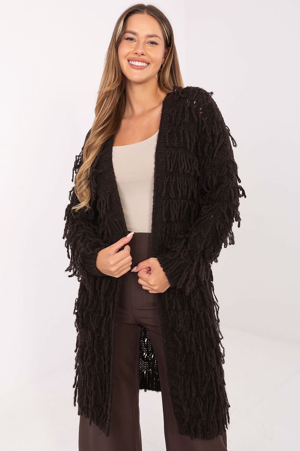 Luxurious Rue Paris cardigan in EU size 0, crafted from a soft polyacrylic blend, showcasing an elegant design, perfect for sophisticated outfits.