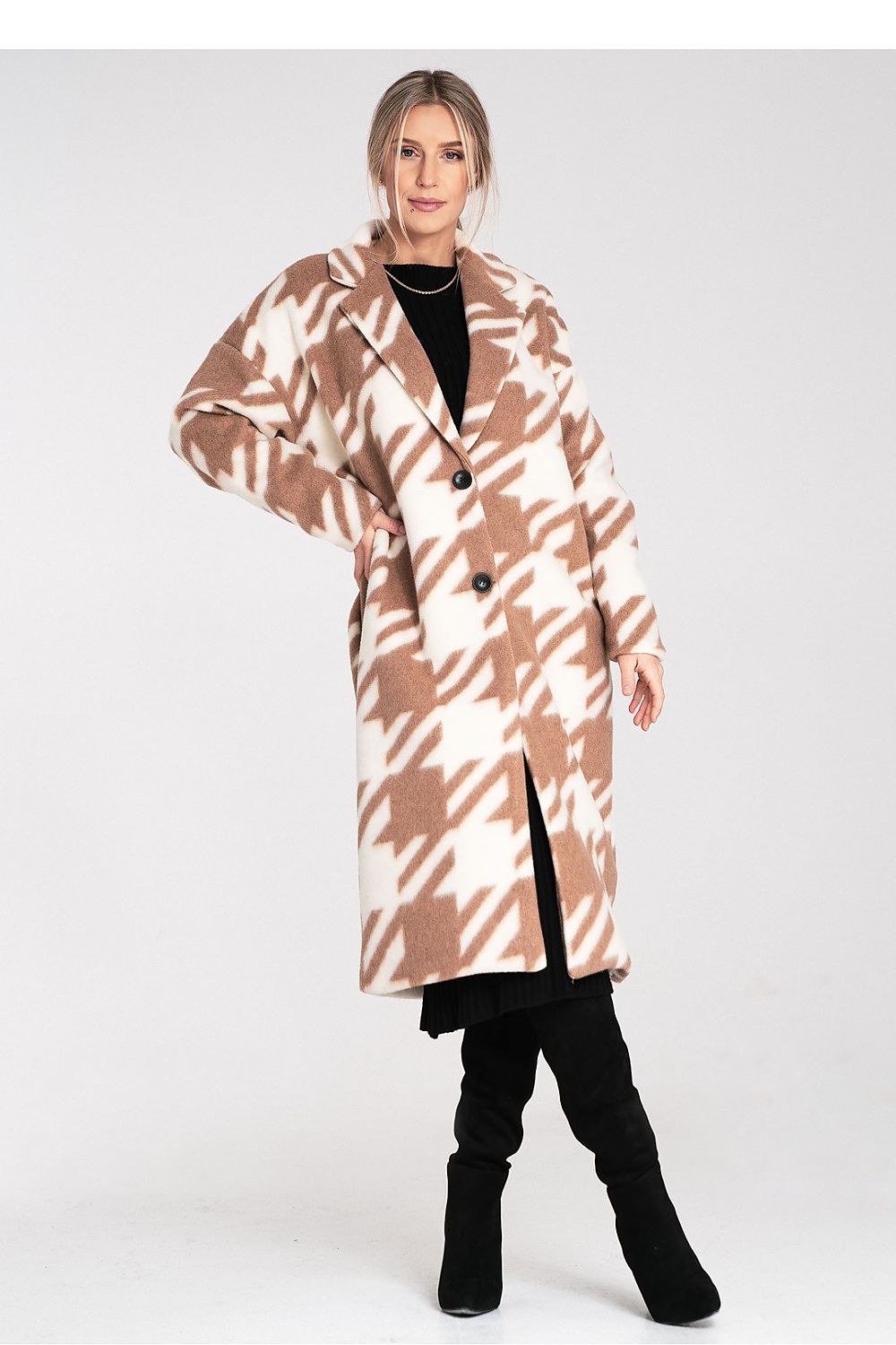 Elegant Luxury Polyester Long Coat by Figl, EU Size 0, showcasing chic design and perfect fit for sophisticated style.