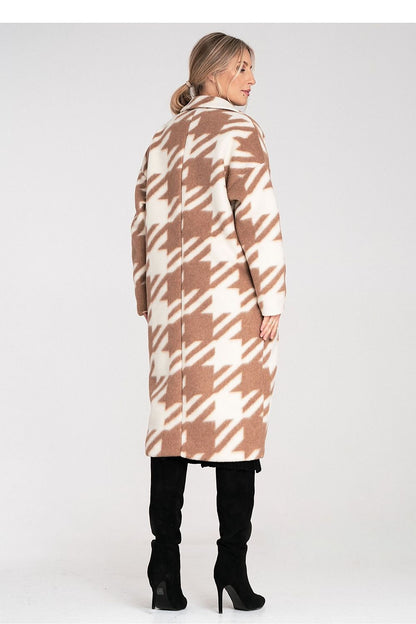 Figl luxury long coat details showing premium 100% polyester fabric in a sophisticated design suitable for any occasion.