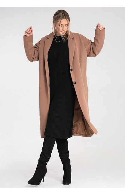 Back view of luxury Figl coat, featuring sleek design and perfect silhouette, crafted from high-quality 100% polyester.