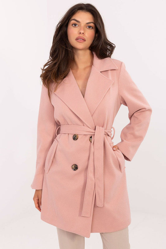 Elegant Rue Paris luxury polyester coat in size EU 0, featuring 87 cm length and chic design.