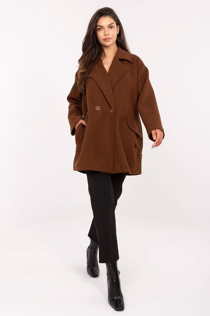 Back view of Rue Paris Luxury Polyester Coat, featuring an exquisite design and comfortable fit for a refined look.