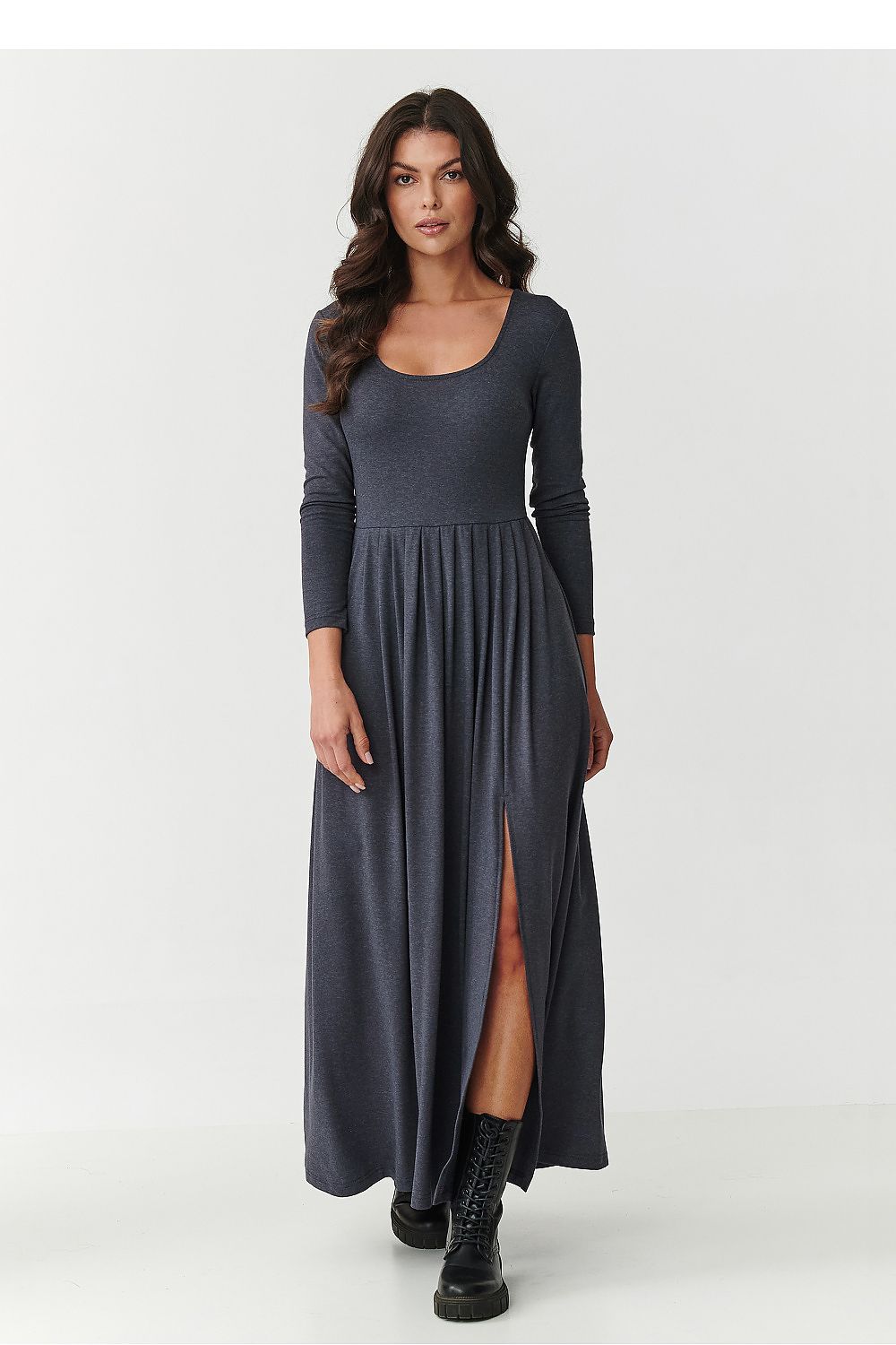 Luxurious Makadamia Daydress displayed in an elegant setting, showcasing the exquisite viscose blend material suitable for sizes EU 36-42.