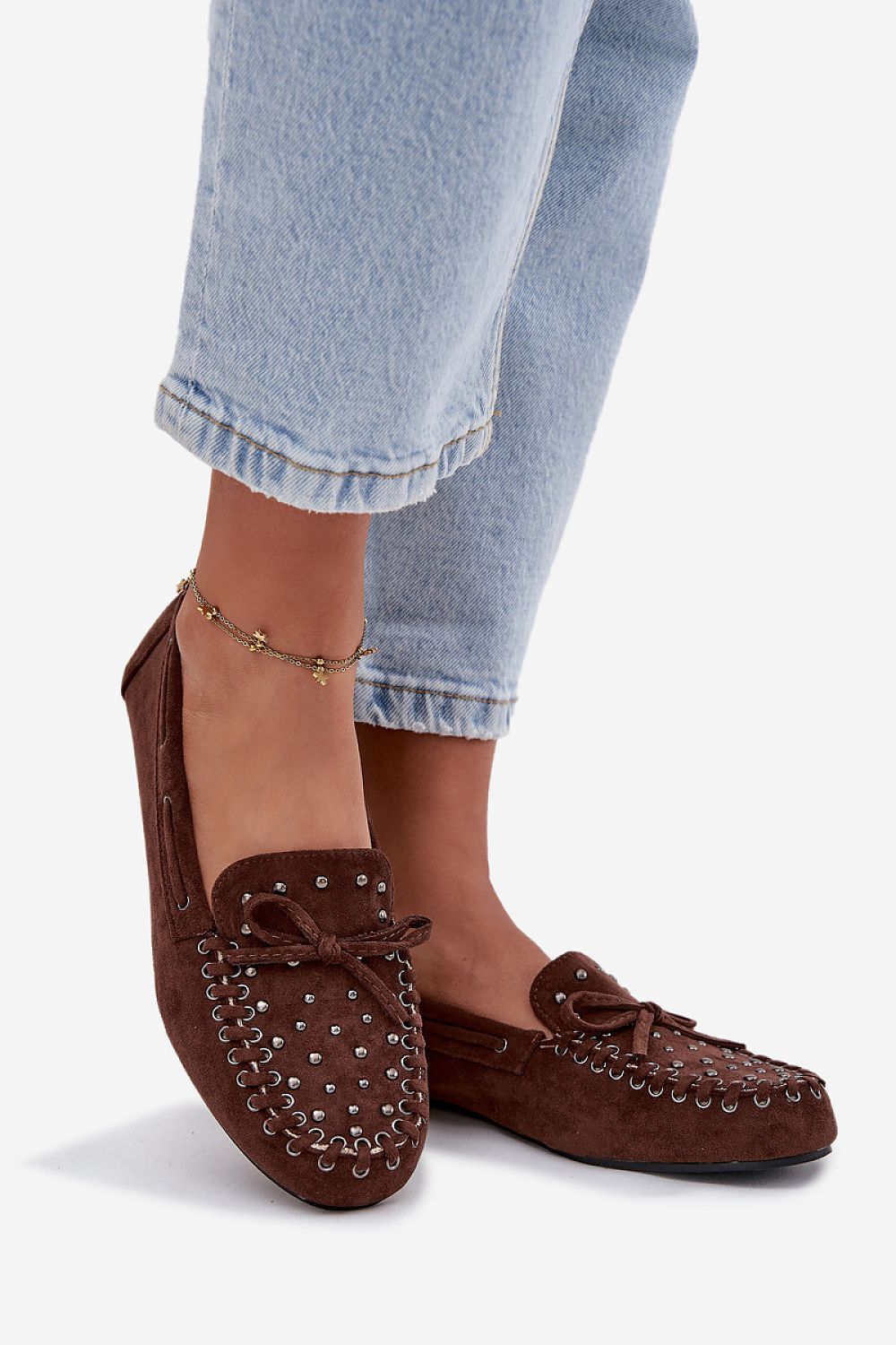 Luxury moccasin step-in style shoes for women by Step in style, crafted from imitation leather suede, showcasing elegance and comfort.