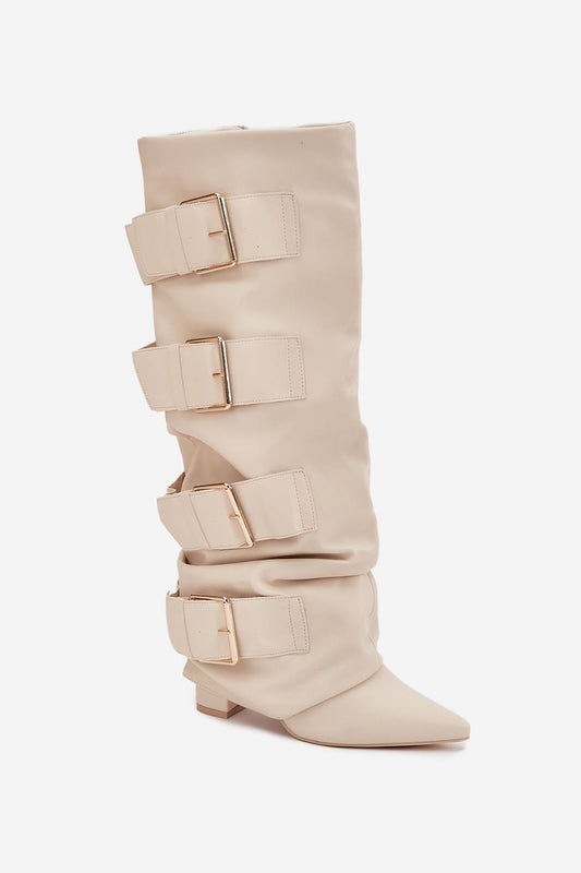 Glamorous Step in Style Women's Heel Boots designed with artificial leather material and a chic silhouette, perfect for stylish occasions.