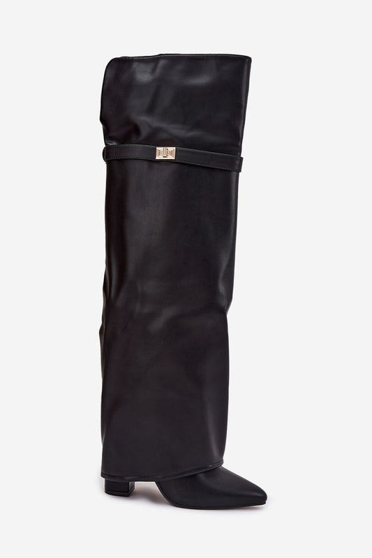 Sleek Luxury Artificial Leather Heel Boots designed by Step in Style, featuring an 11cm high heel and stylish boot covers perfect for winter wear.