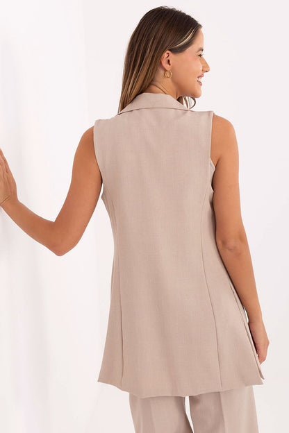 Luxury Rue Paris Gilet showcasing elegant spandex and polyester blend fabric in a stylish design.