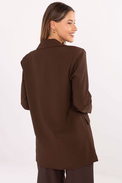 Chic women's blazer featuring a tailored silhouette and subtle fabric texture by Rue Paris, perfect for elevating your professional wardrobe.