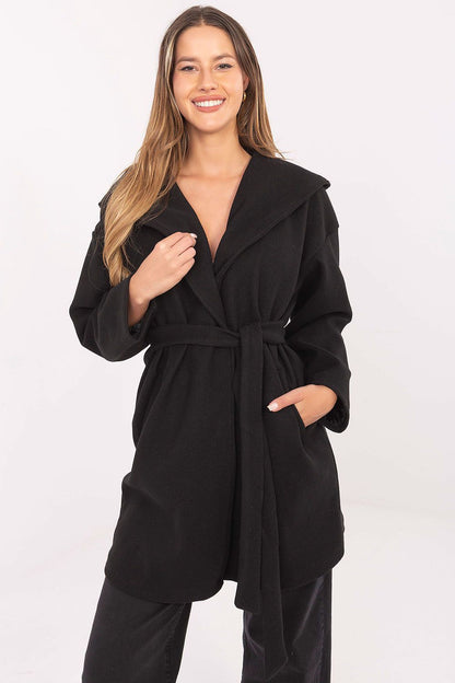 Elegant Rue Paris Coat made of 100% Polyester perfect for chic outfits, features a refined silhouette in EU Size 0.
