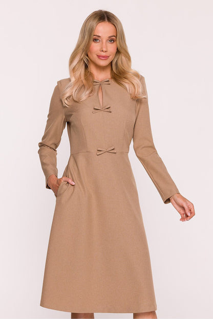 Full-length view of the Stylove daydress, highlighting its beautiful A-line shape and knee-length design, ideal for both casual and formal events.