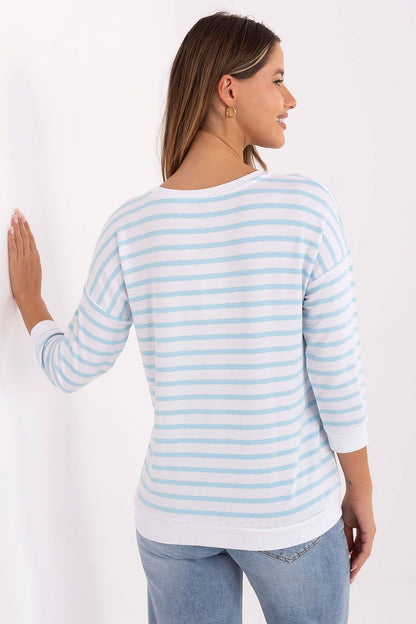 Stylish women's blouse with classic round neckline and elbow-length sleeves by Relevance, perfect for both casual outings and professional settings.