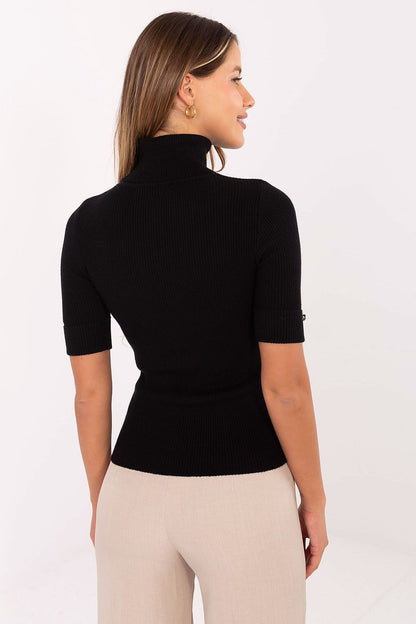 Elegant women's turtleneck sweater with decorative buttons, perfect for stylish outfits, designed by Factory Price.