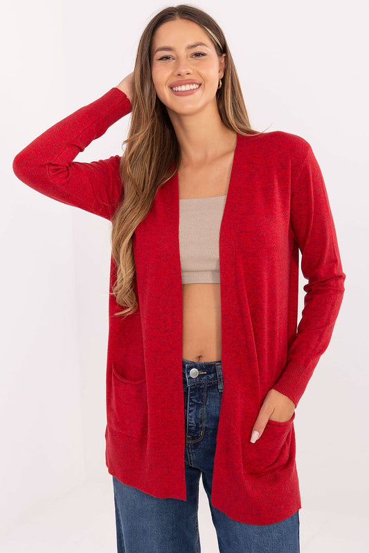Luxury women's cardigan by Factory Price, crafted from a soft viscose, modal, and nylon blend. Ideal for elegant casual wear, featuring long sleeves, functional slip pockets, and a versatile design for everyday styling.