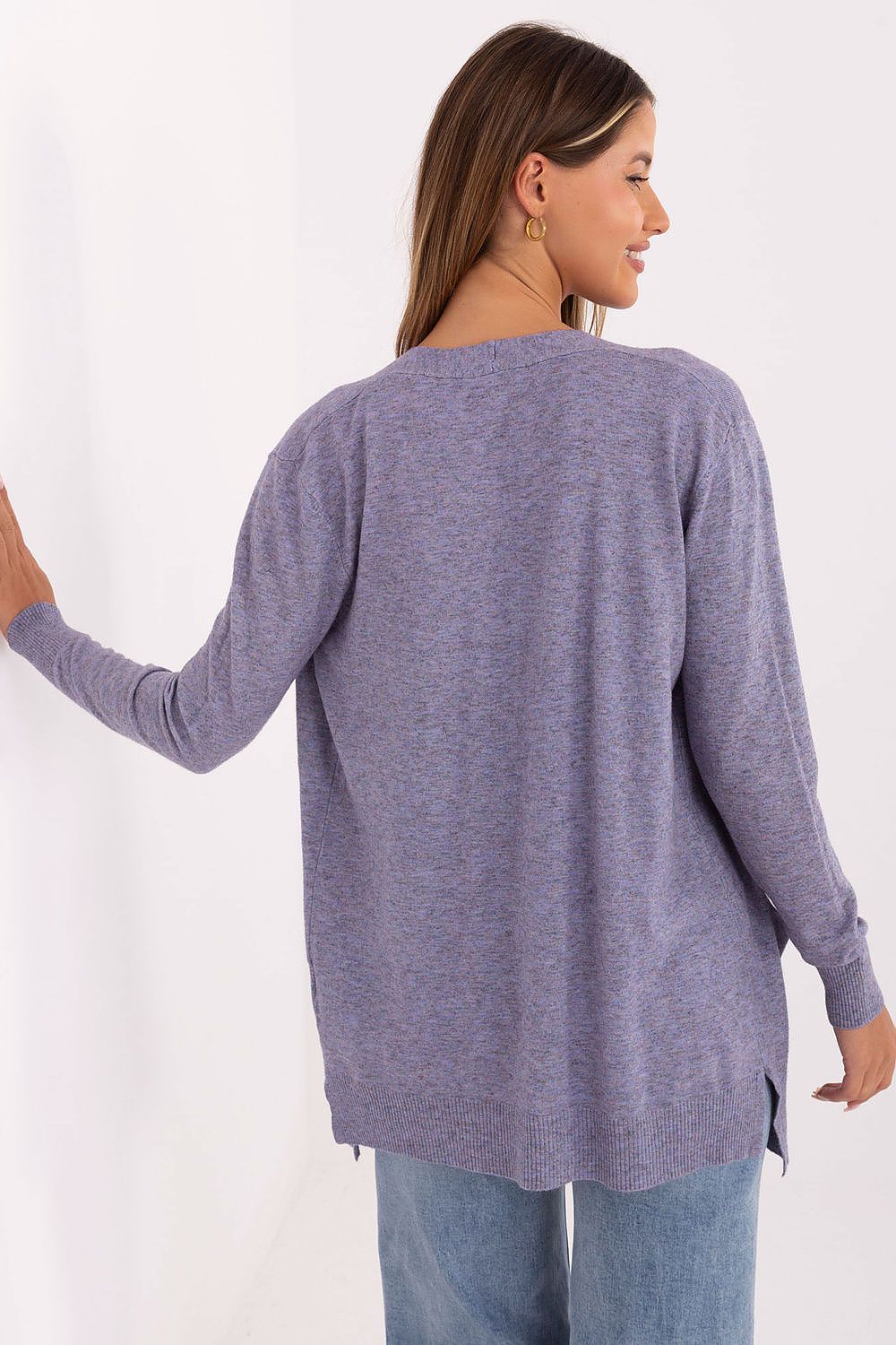Luxury women's cardigan in soft blend of viscose, modal and nylon by Factory Price, featuring a functional long sleeve design and practical pockets, perfect for casual and work wear.