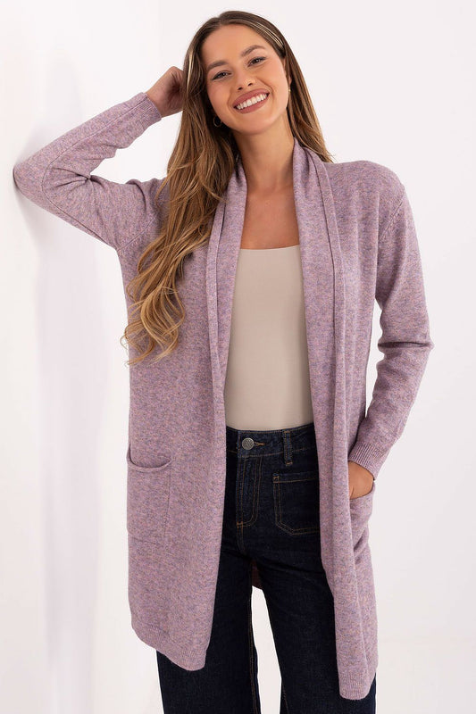 Luxury women's cardigan by Factory Price, featuring a soft blend of viscose, nylon, and polyester, showcasing its elegant fit and classic design.