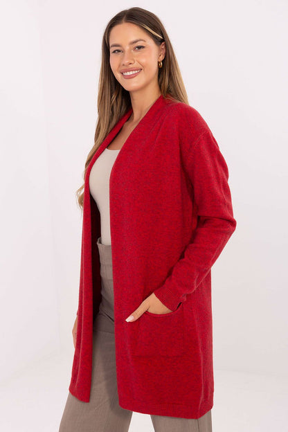 Luxury women's cardigan in soft viscose, nylon, and polyester blend by Factory Price, featuring long sleeves and slip pockets, perfect for casual wear.