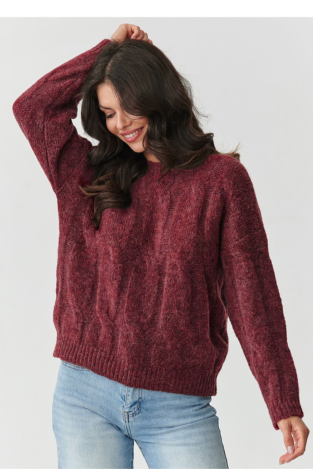 Elegant Makadamia Women's Jumper in EU Size 0, showcasing a classic cut with ribbed cuffs, enhancing comfort and style.