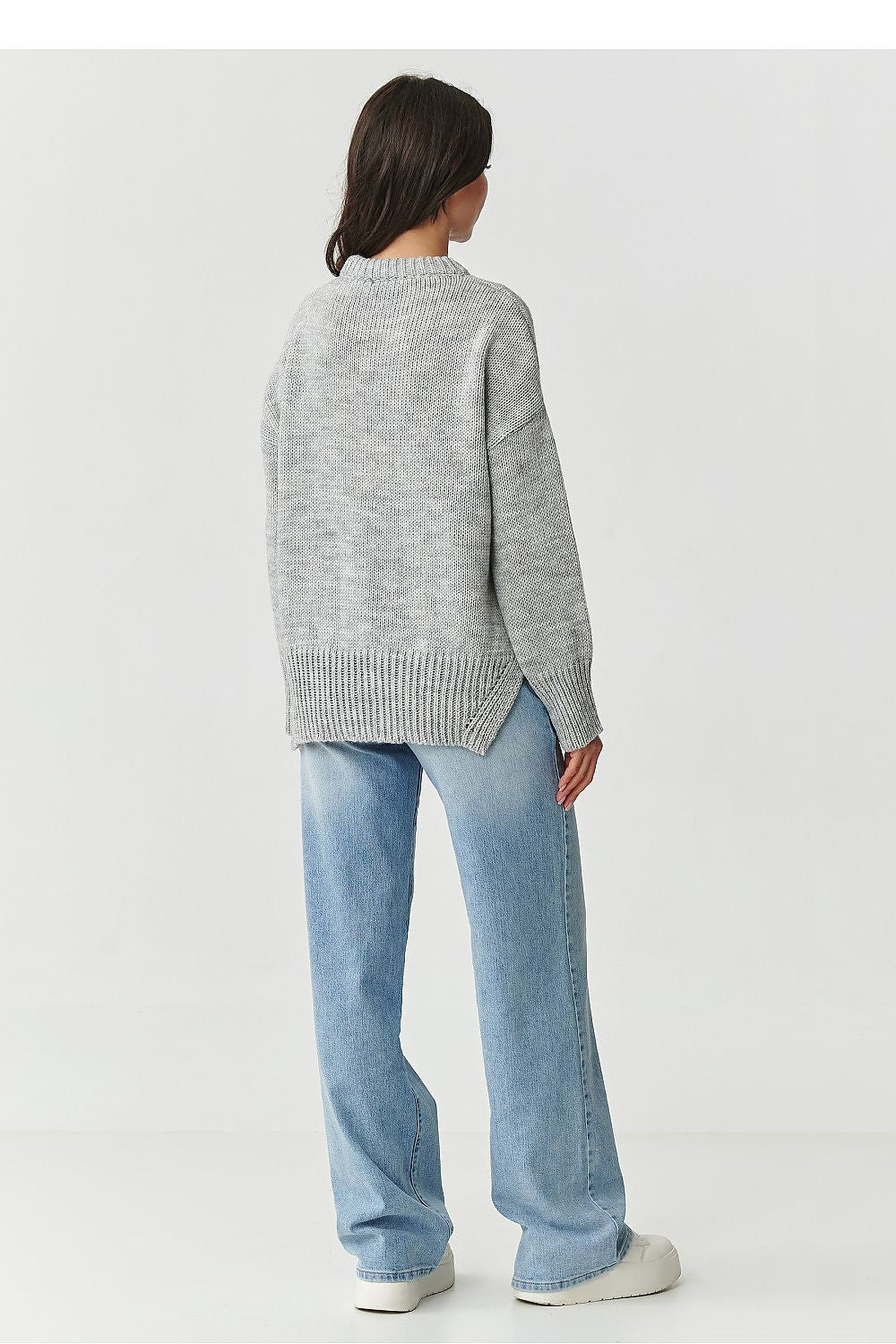 Stylish Makadamia Women's Acrylic Jumper in cappuccino, featuring delicate stitching and a flattering relaxed fit, ideal for chic layering on cooler days.