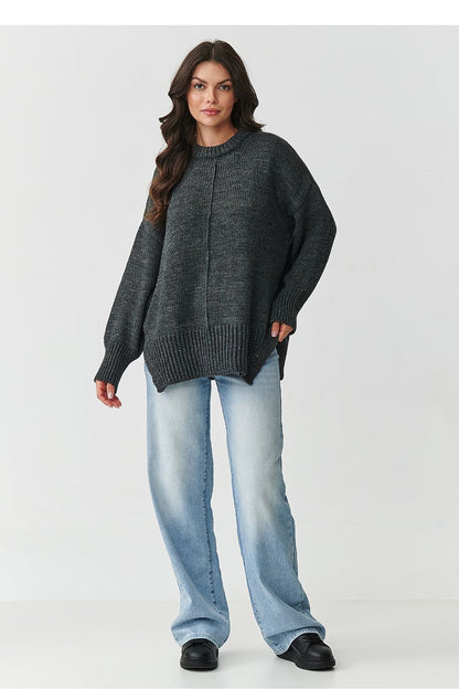 Elegant Makadamia Women's Acrylic Jumper in gray mélange, designed for a relaxed fit with sophisticated detailing, perfect for versatile styling.