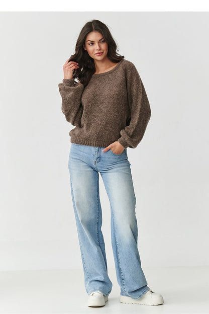 Makadamia luxurious kid mohair women's jumper in grey melange, ideal for both casual and sophisticated outfits.