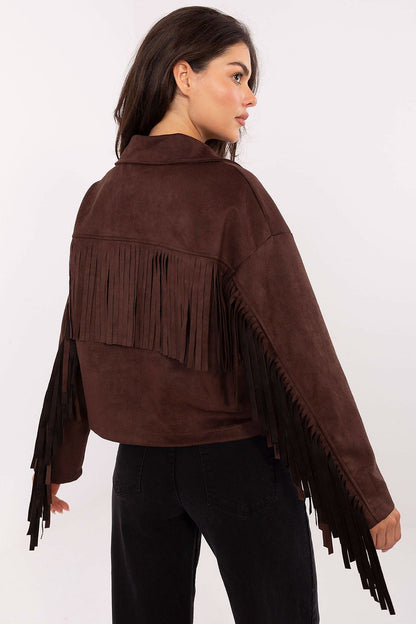 Stylish Women's Transitional Jacket featuring long sleeves and trendy fringes, ideal for casual everyday wear by Factory Price.