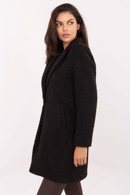 Versatile knee-length women's coat featuring slip pockets and long sleeves, brought to you by Factory Price for effortless elegance.