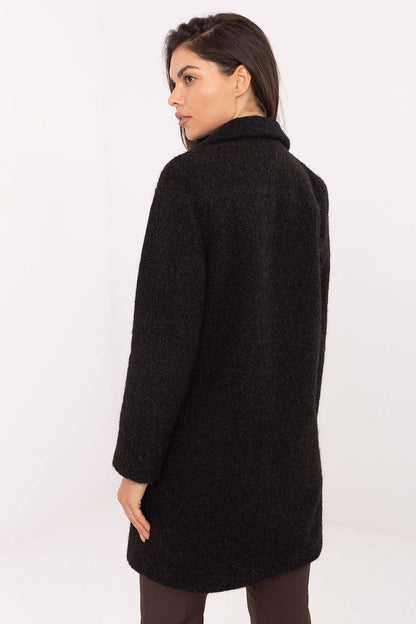 Luxury polyester women's coat with unique texture, suitable for everyday and work attire, presented by Factory Price.