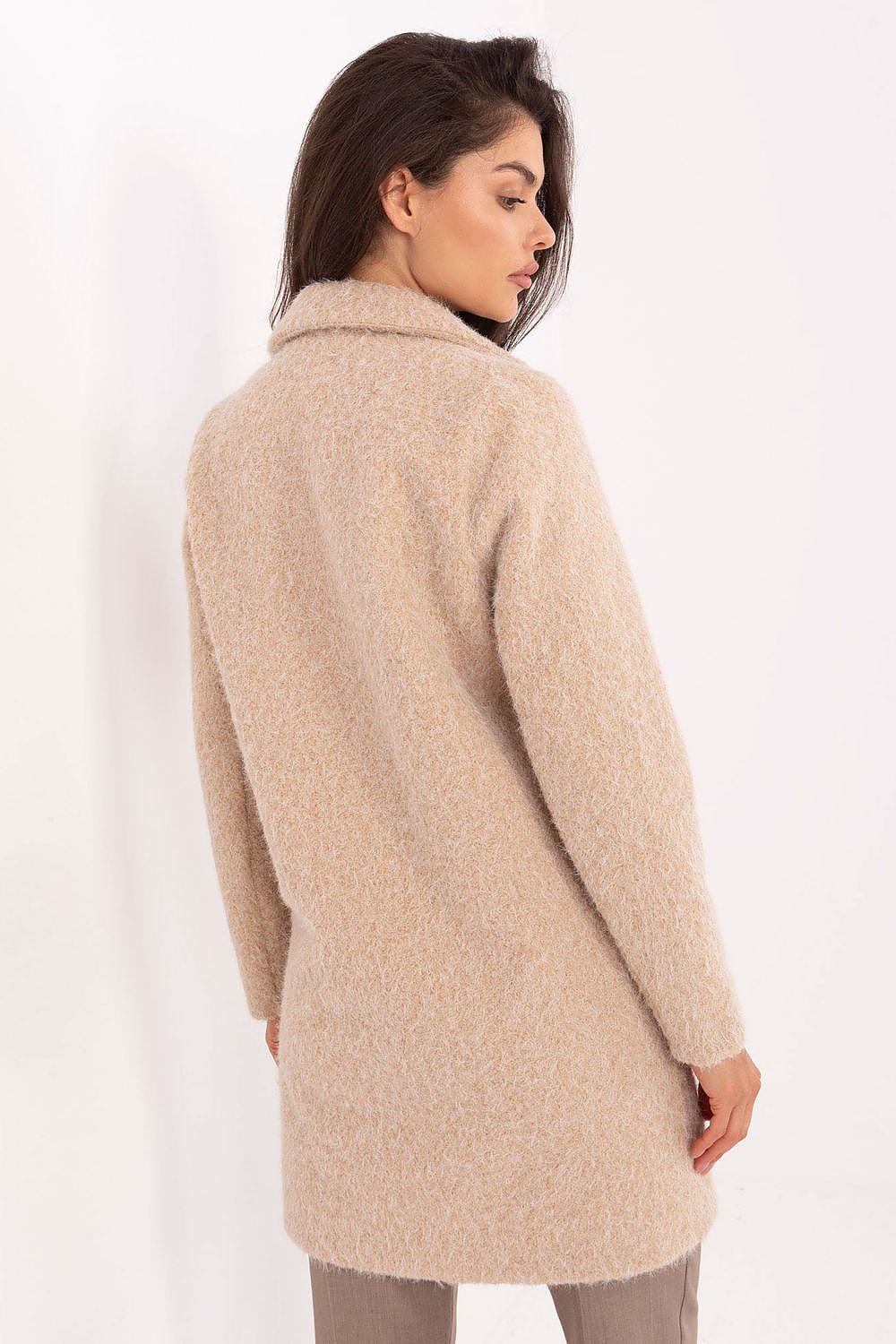 Chic women's coat featuring long sleeves and classic button fastening, made by Factory Price, perfect for sophisticated autumn and winter ensembles.