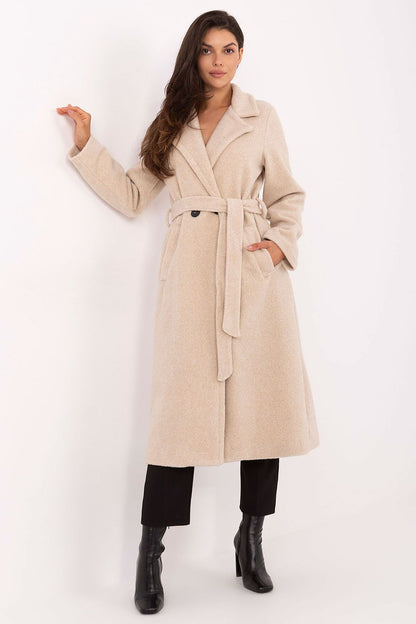 Sophisticated women's autumn/winter boucle coat by Factory Price, displaying a modern silhouette and luxurious fabric, perfect for any elegant occasion.