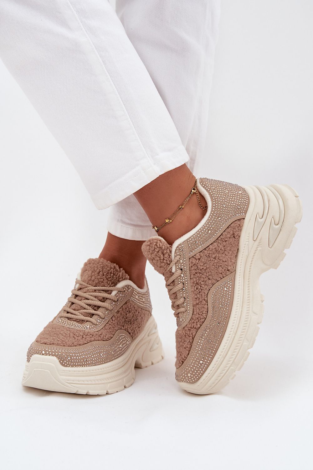 Stylish sheepskin fur-lined platform sneakers for women, crafted by Step in Style, combining comfort and elegance in every step.