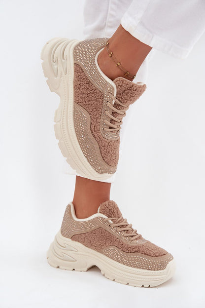 Elegant women's sneakers on a 4.5 cm platform with ecological suede, designed by Step in Style for ultimate warmth and style.