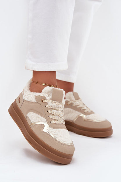 Luxury women's platform sneakers with sheepskin lining by Step in Style, designed for ultimate warmth and comfort, showcasing a chic laced model and elevated platform for stability, available in EU sizes 36-41.