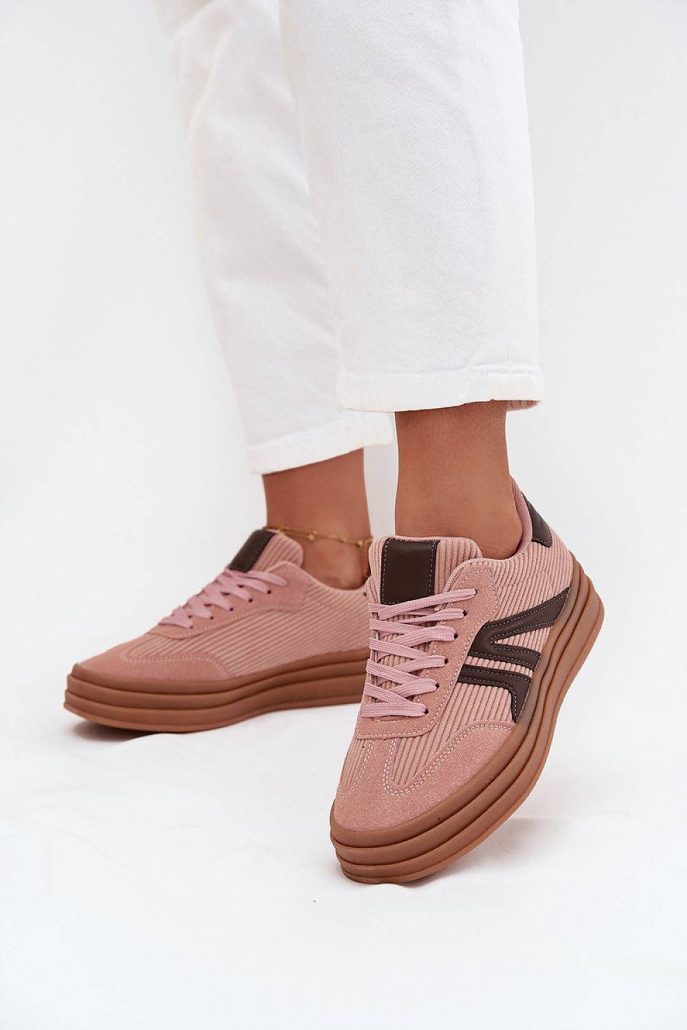 Luxurious women's sneakers by Step in Style featuring eco-leather and corduroy materials, perfect for everyday casual outfits.