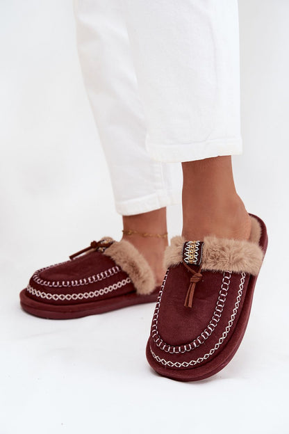 Step in Style luxury eco suede slippers for women, featuring a plush fur footbed and eye-catching embroidery, perfect for relaxation.