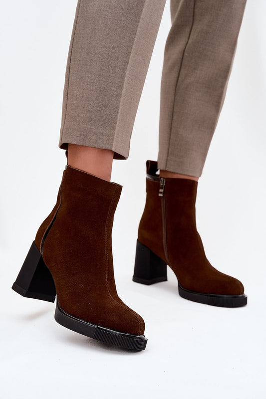 Elegant women's suede heel boots by Step in Style featuring a sophisticated design with a stable 8.5cm column heel.
