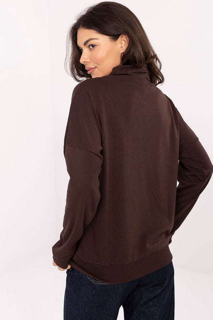 Sleek Rue Paris women's sweatshirt, showcasing a comfortable fit with a modern rolled collar, ideal for casual outings.