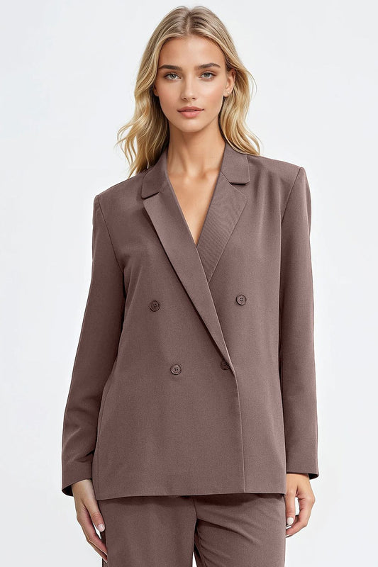 Elegant women's oversized blazer from Nife featuring a classic lapel collar, double-breasted design, and a contemporary fit suitable for sizes EU 36-42, perfect for sophisticated casual or formal outfits.