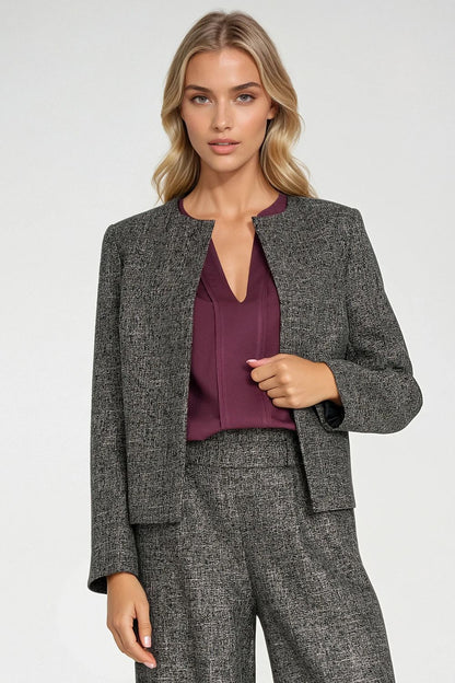 Elegant Women's Boxy Jacket by Nife featuring shoulder pads and a melange texture, perfect for chic and modern looks.