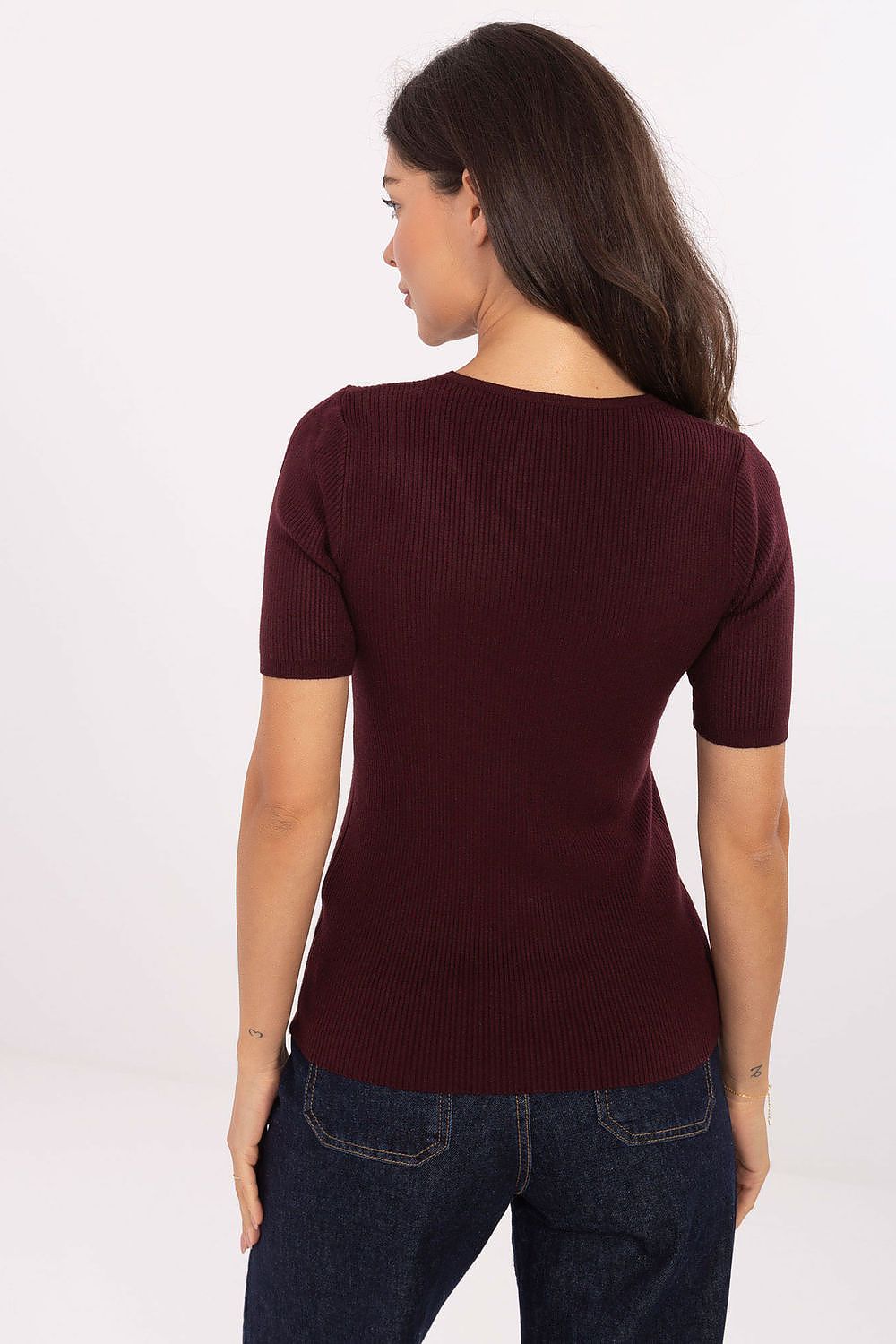 Fashionable EU 0 size Luxury Women's Sweater with V-Neck and short sleeves, created by Factory Price for the modern woman.