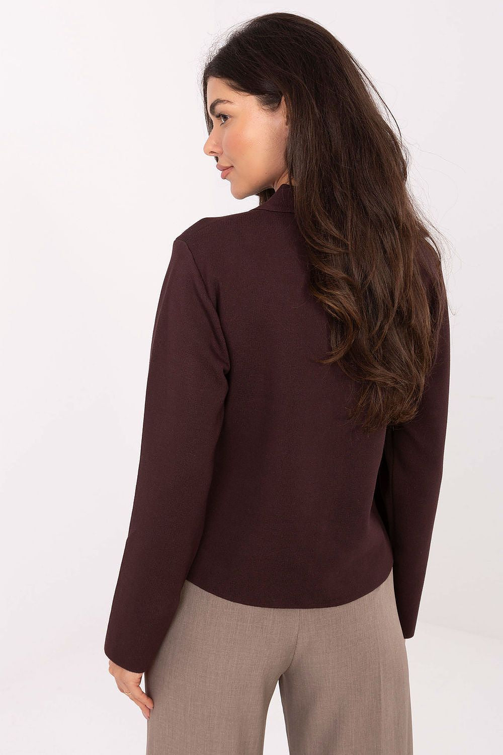 Sophisticated women's long sleeve cardigan adorned with brooches, made from premium viscose and nylon blend, designed by Factory Price for elegance in every occasion.