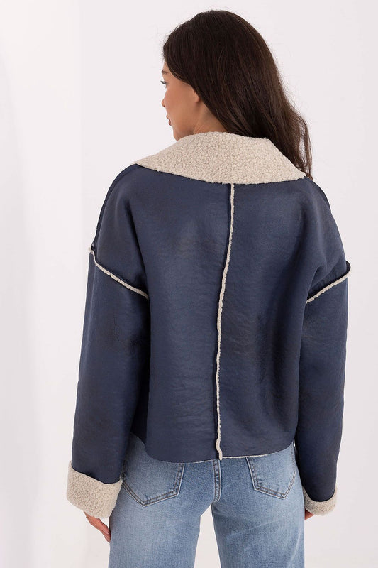 Chic long-sleeve women's jacket featuring faux fur detail and modern lapels, designed by Factory Price, ideal for layering in cooler seasons.